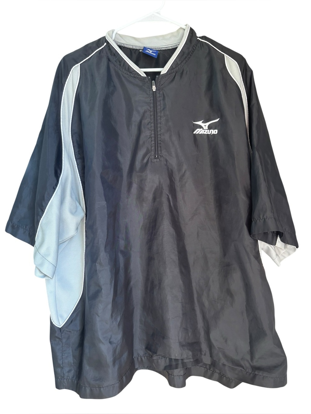 Mizuno Teamwear 1/4 Zip Black Gray Baseball Pullover Windbreaker Size XXL